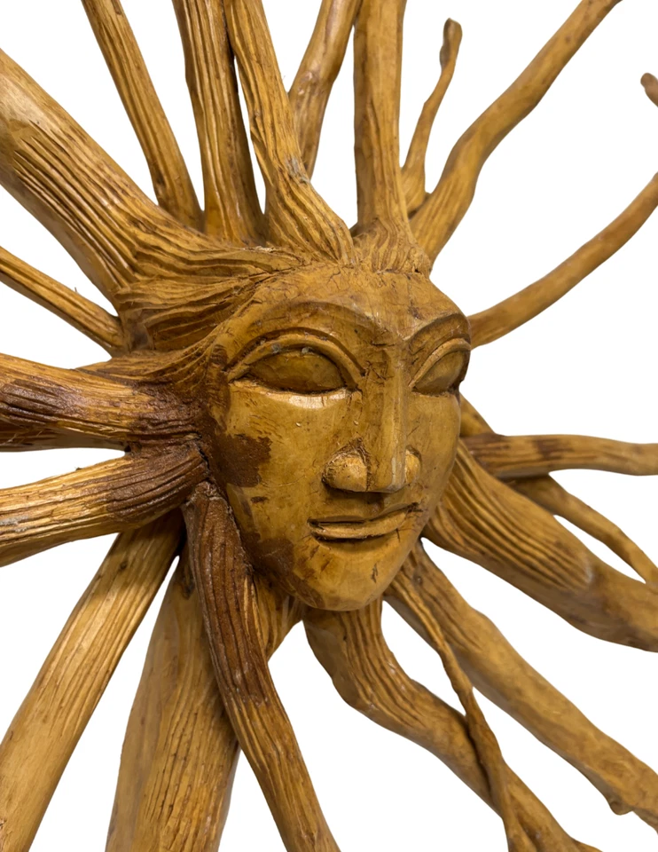 Маска ручной работы Medusa Teak Tree Spirit SUN GODDESS Face Crafted Teak Root Tiki 34 - Изображение 4 из 4