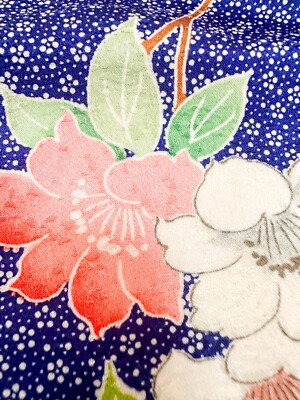 Vintage Japanese kiomono fabric silk Multicolor Base 42