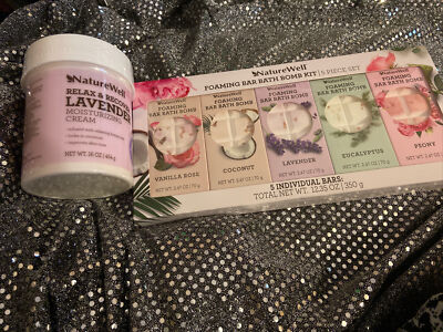 Naturewell Lavender 16 oz moisturizing cream + bonus 5 piece bath bomb kit New!