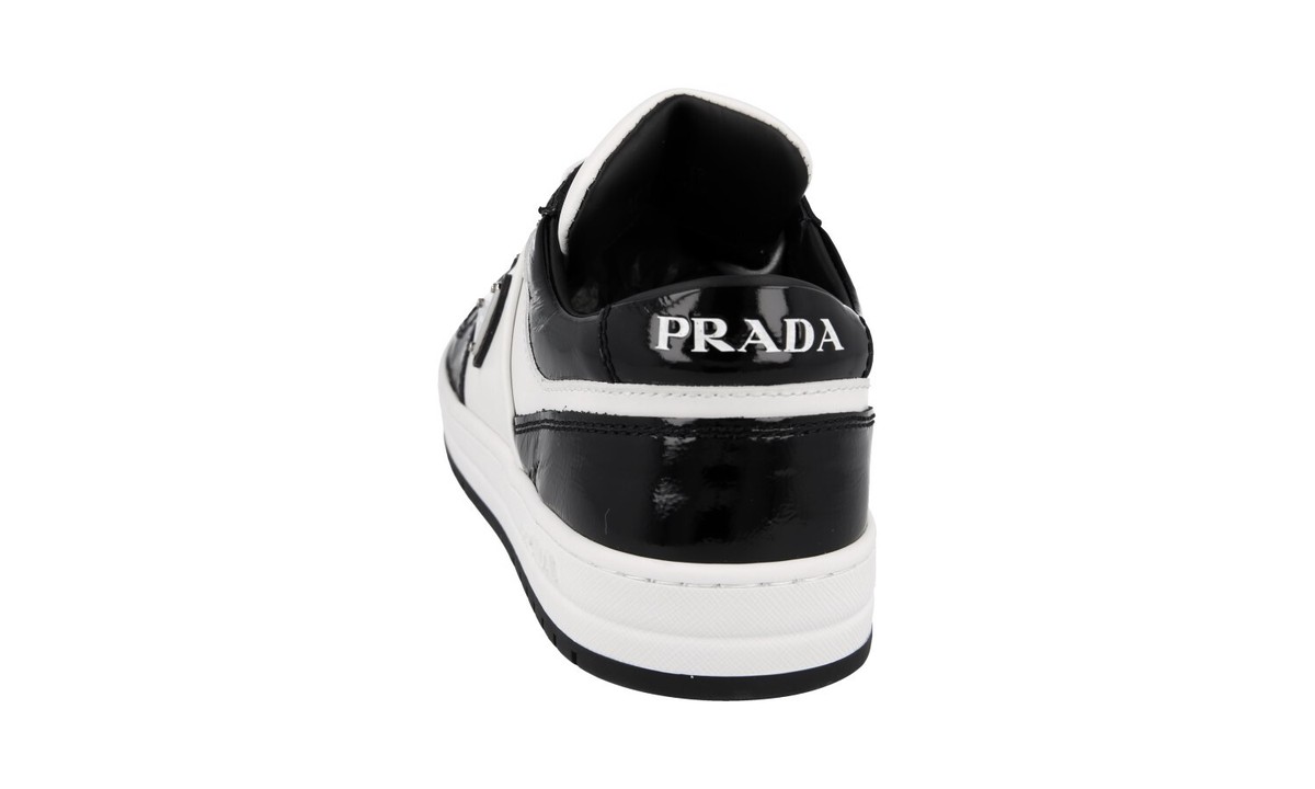 関税込！【PRADA】DOWNTOWN SNEAKERS 1E792MFDD303LQBF0009 PRADA Leather Downtown Sneakers - 1E792M - Black White - NEW