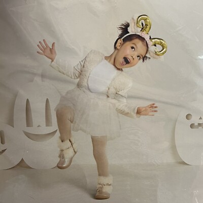 Toddler Goat Halloween Costume 2T-3T Cream Tutu Dress & Headband