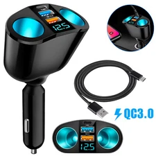 Dual USB Car Cigarette Lighter Socket Splitter Power Adapter Charger Outlet 12V