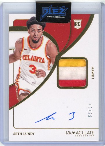 Seth Lundy 2023-24 Panini Immaculate Collection Rookie Patch Auto /99 RPA