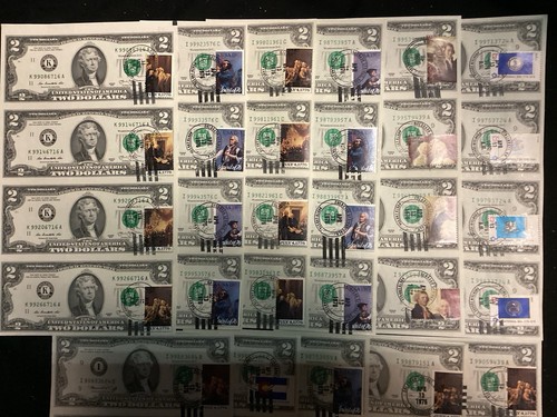 ****SUPER SALE****Uncut Sheet of 4-1976 $2.00bills With FDOI Postage Stamps! - Picture 18 of 19