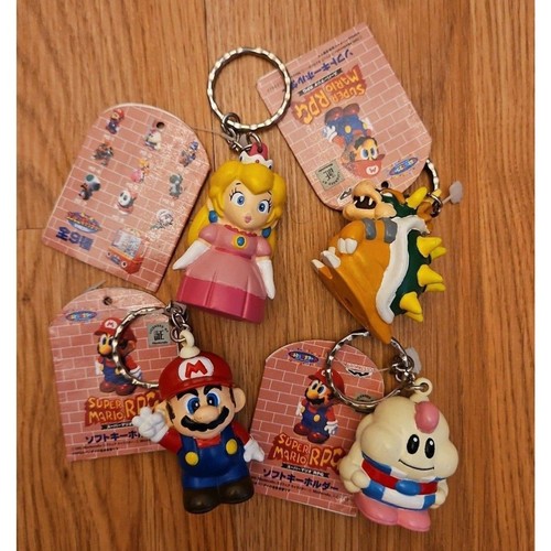 Super Mario RPG Keychain Figure Set 4 Banpresto 1995 Vintage Japan mallow bowser