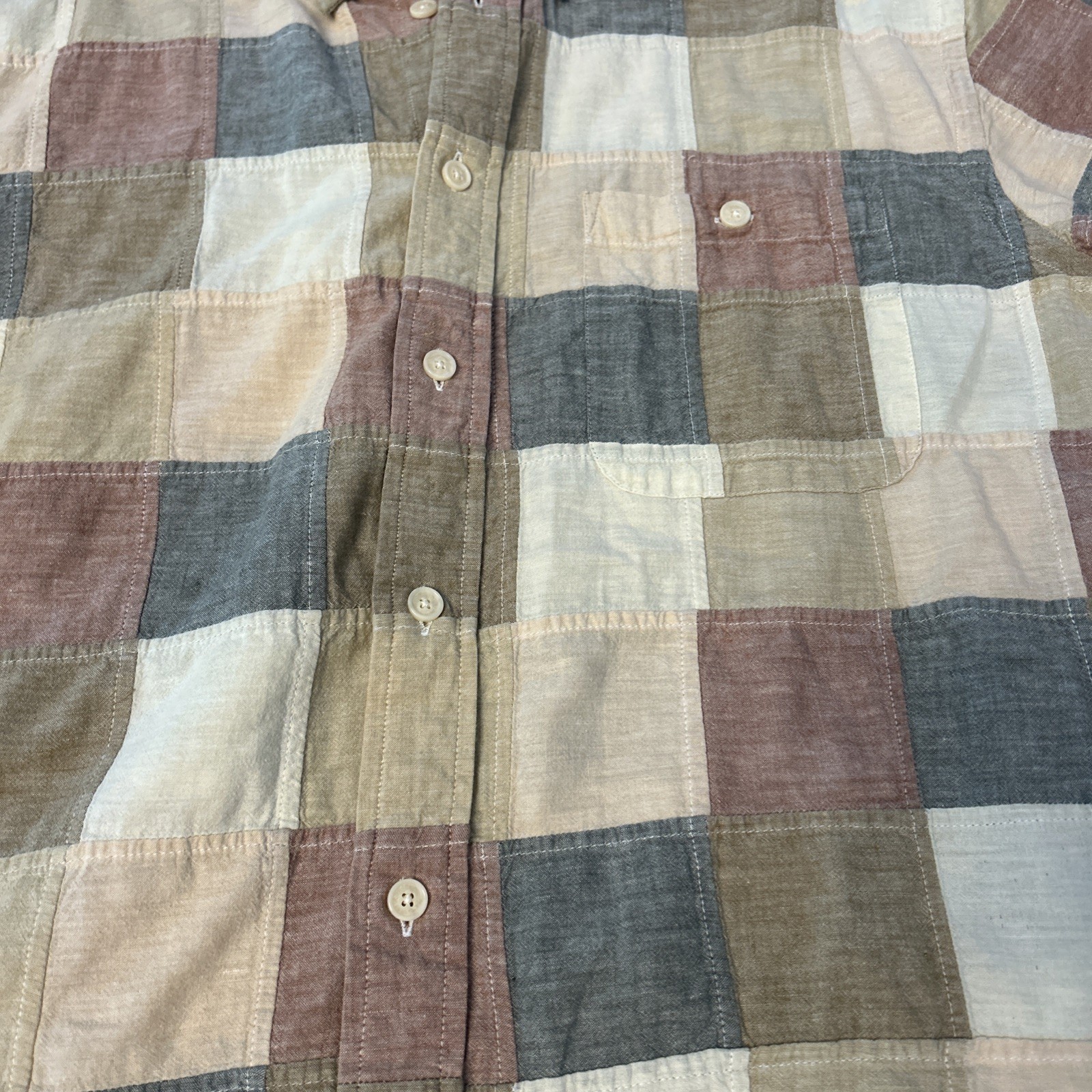 Orvis Multicolor Quilted Patchwork Short Sleeve S… - image 1