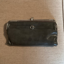 Black Leather Wallet Clasp Closure Multiple Compartments Vintage