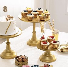 NEW HBlife 3 PCS Gold Cake Stand Set 8"/10"/12" Plate for 6-10 Inch Cakes