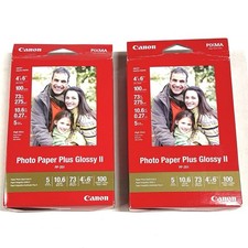2 Pack Inkjet Canon PP-201 Photo Paper Plus Glossy II 4x6" 100 Sheets Per Pack