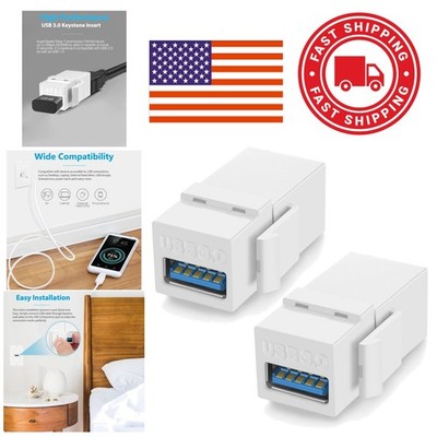 2 Pack USB 3.0 Keystone Jack Inserts Quick Connect Design for Easy Relocation