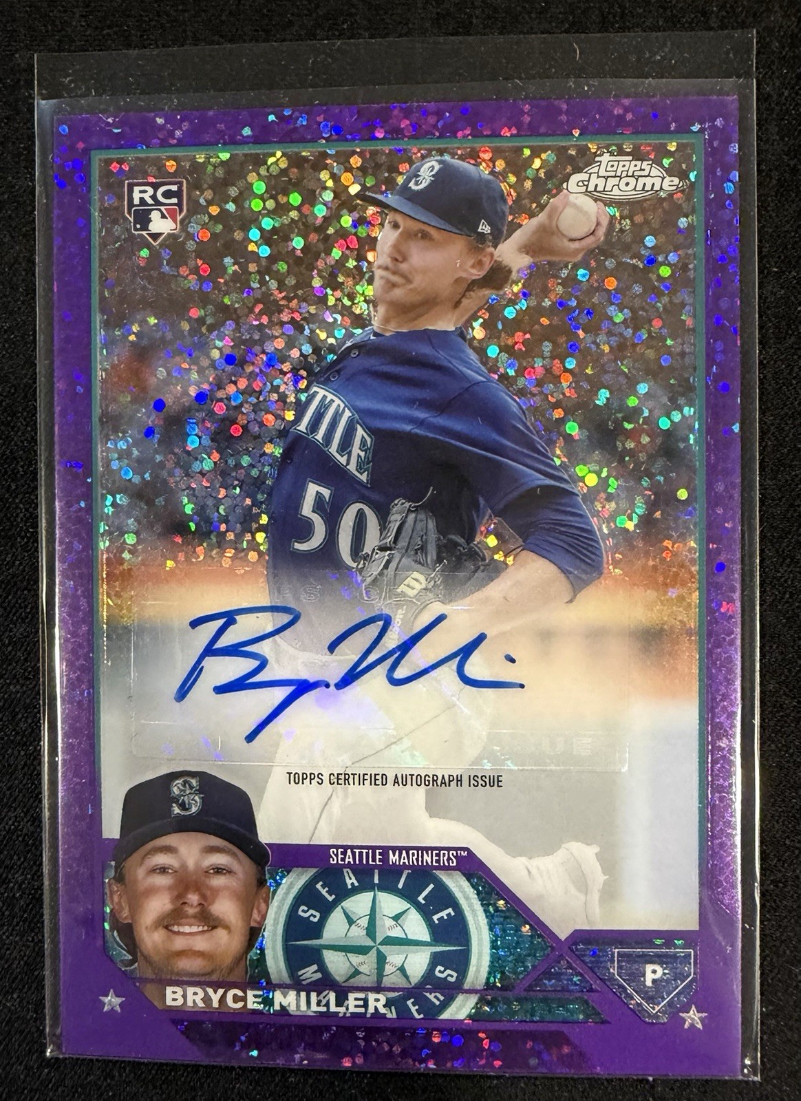 2023 Topps Chrome Update Series Auto Bryce Miller #AC-BMI Purple Speckle /299