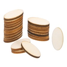 20x10mm Wood Pieces, 20 Pack Unfinished Oval Wood Shapes Wooden Cutouts