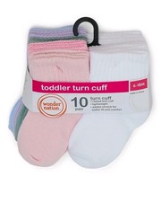 Wonder Nation Girl's Turn Cuff Socks size 6-18 months 10 Count.