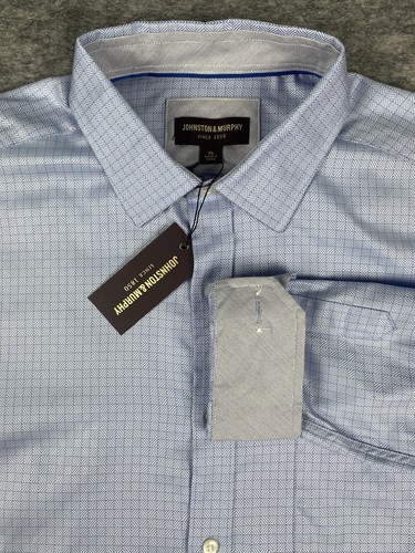 Camicia Johnston & Murphy uomo XL blu chiaro minidashpane infradito nuova con etichetta