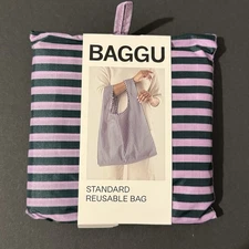 BAGGU LILAC CANDY STRIPE Standard Size Reusable Bag - NWT