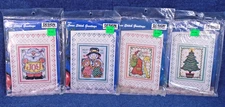 4 Design Works Cute Christmas Greeting Card Cross Stitch Kits 4.5 x 6.25" New