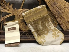Handmade MINI STOCKING From Antique Textiles by B-VIZ Gold w/Metallic L69