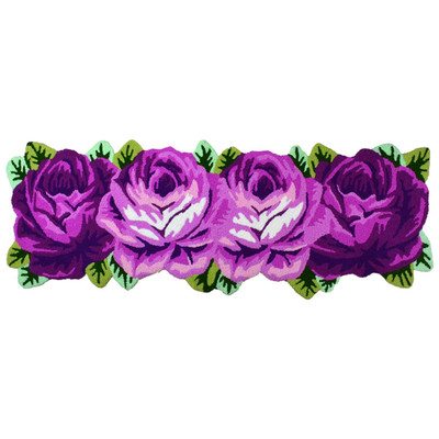 Abreeze 4 Rose Rug Floor Runner Handmade Rug Purple Floral Mats