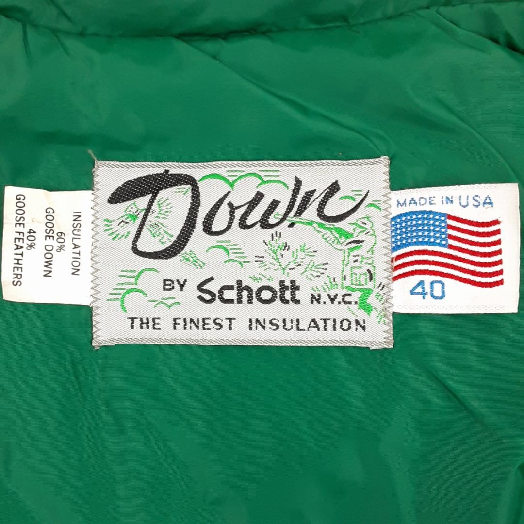 SCHOTT Leather-Combination Down Jacket Men L Gree… - image 8