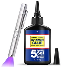 UV Resin Kit with Light 60G UV Glue for Bonding & Curing in Seconds Professional