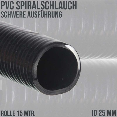PROFI Teich Pool Garten Zulauf Ablauf Spiral Saug Schlauch 25 mm 1'' Zoll -  15 m