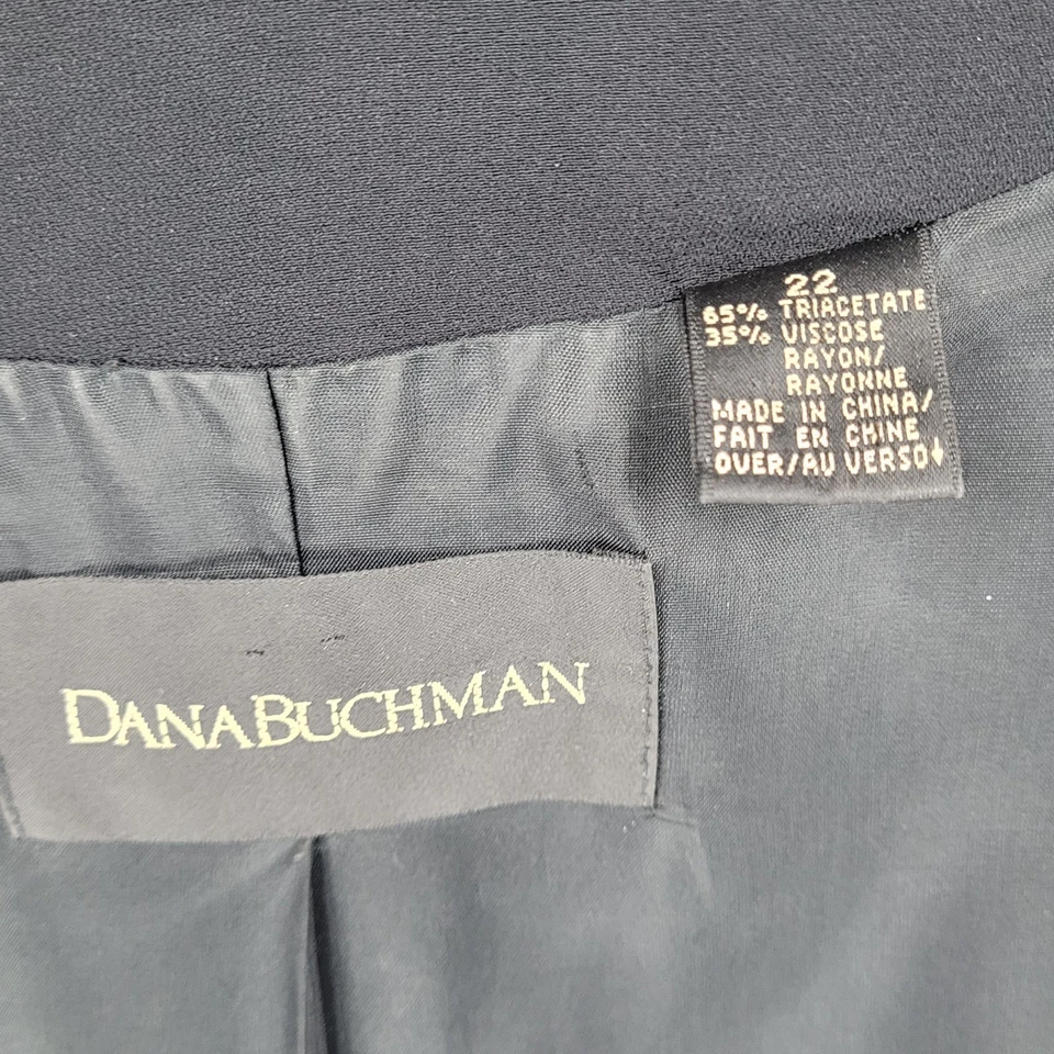 Blazer Traje Chaqueta Formal Dana Buchman Negro Abotonado Pico Solapa Talla Grande 22 Foto 3 de 4