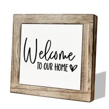 Welcome Sign, Wooden Box Signs for Home Decor, Freestanding Welcome Decor