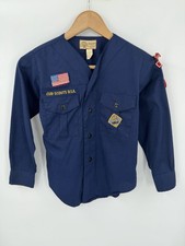 Vtg Boy Scouts of America Youth Uniform Shirt Blue Cotton Blend USA Size Small