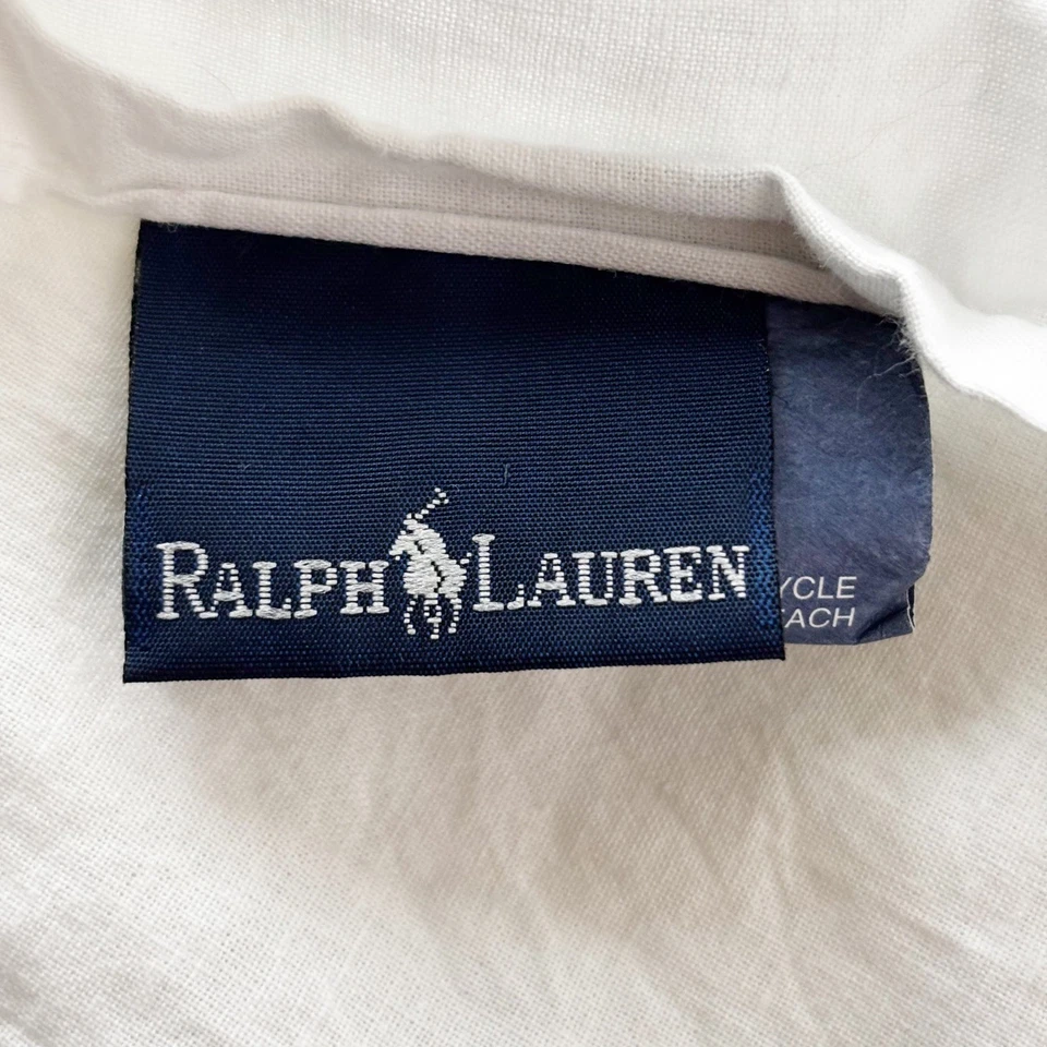 Ralph Lauren Full Size Bed Skirt Cotton Herringbone Pattern Soft White Ruffle - Image 2 of 4
