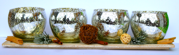 Advent Windlicht Holztablett Glas Teelicht KerzenstäNder Weihnachten Tischdeko-image