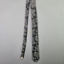 Alexander Julian Silk Necktie Vintage Paisley Grey Black 53x3.25 USA Made Tie
