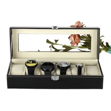 6 Slots Watch Box PU Leather Watch Case Jewelry Storage Watch Display Case Gift