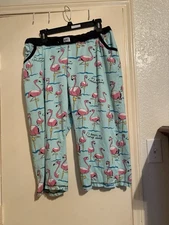 Lazy One 100% Cotton Novelty Flamingo Print Capri Length Sleep Pants XL