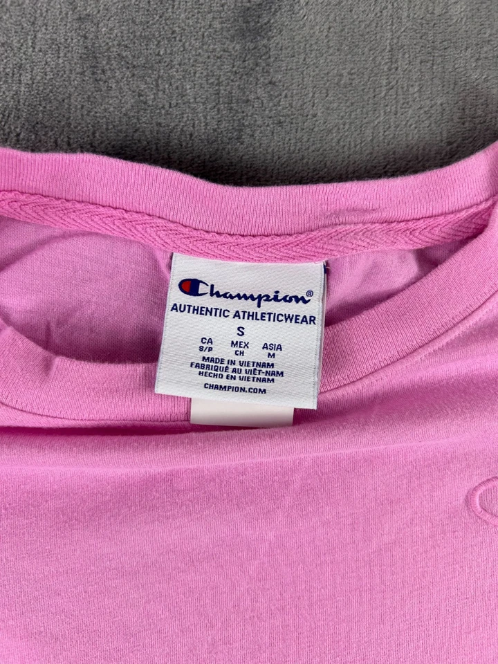 Camiseta corta Champion para mujer talla pequeña rosa ombre camiseta deportiva estilo Y2K Foto 3 de 4