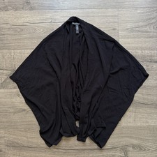 Eileen Fisher Black Organic Cotton Open Oversized Cardigan Large Women