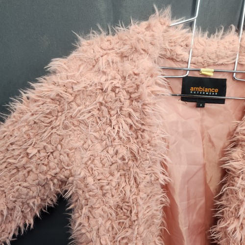 Ambiance Outerwear Women's Pink Faux Fur Jacket Size Small Mid-Length Casual - Picture 2 of 23