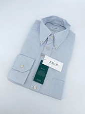 Eton Dress Shirt Mens L 16 - 41 White Blue Poplin Slim Fit Collared Button-Down