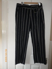 BNWOT NEXT SOFT TENCEL/LYOCEL/VISCOSE NAVY/WHITE STRIPE TROUSERS LAB16R BUT R 18