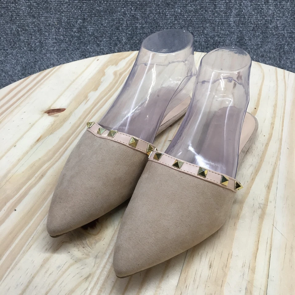 Wild Diva Lounge Sandals Womens 7 Studded Slip On Pointed Mule Flats Brown - Image 3 of 4