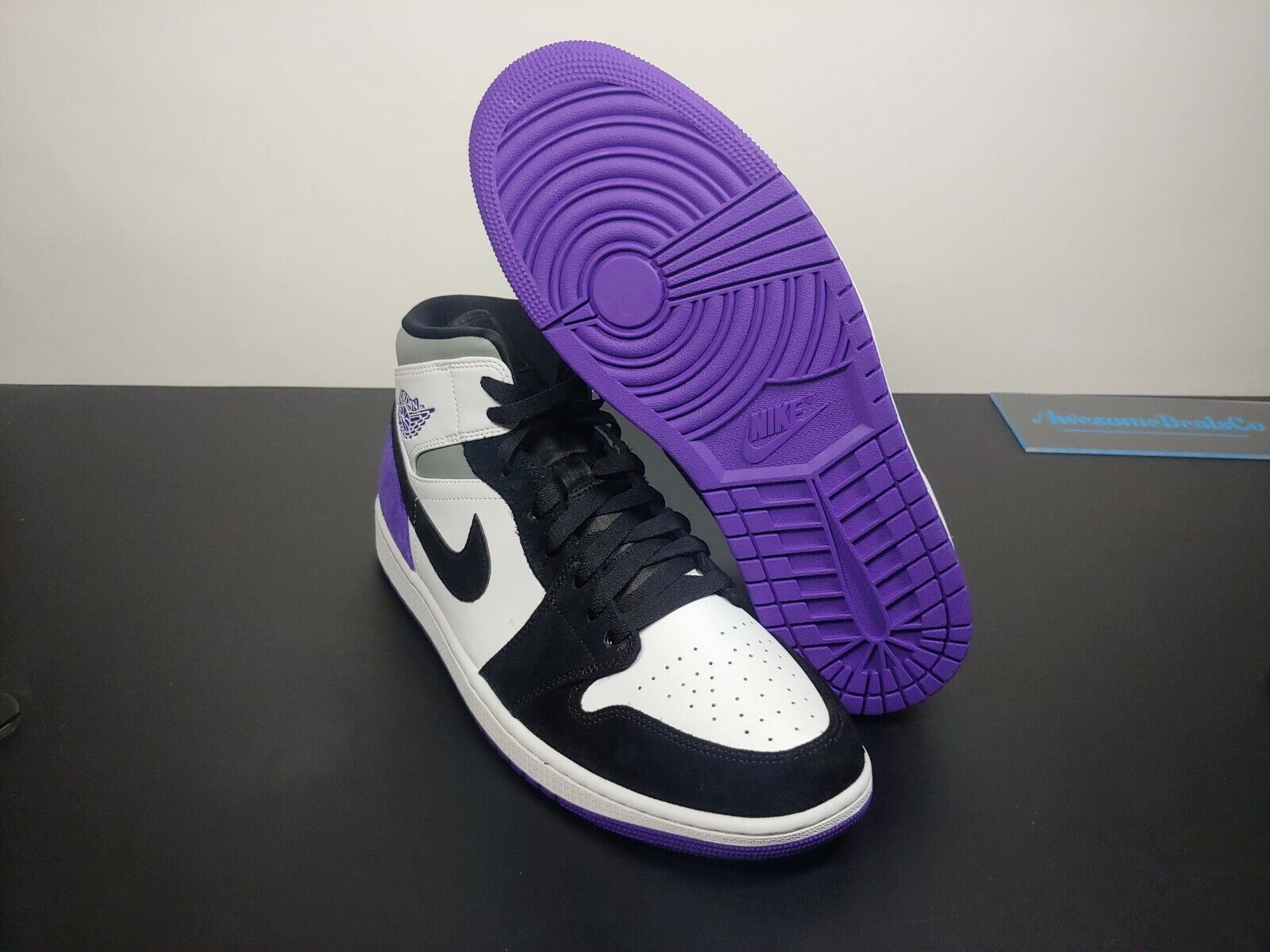 Nike Air Jordan 1 Retro Mid SE Court Purple White Black 852542-105 Men Size