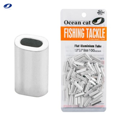 OCEAN CAT Flat Aluminium Tube Barrel Crimp Saltwater Fishing Split Snaps Tackles