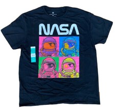 New NASA Mens Black T-shirt Tee Astronauts Colorful Size XL 46-48