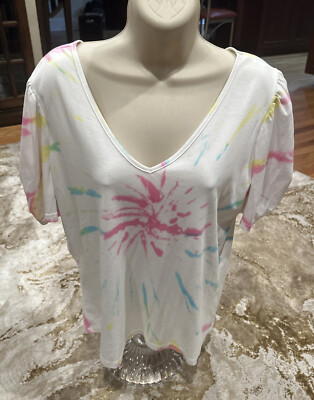 Generation Love Short Sleeve Multi Color V Neck Top M
