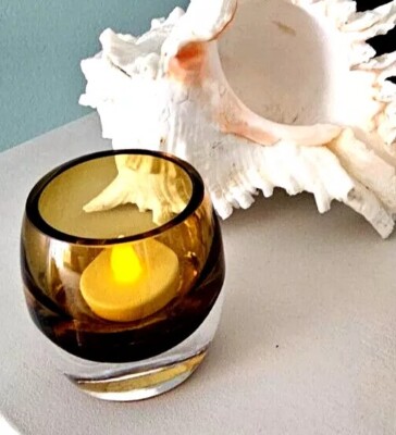 Mikasa Home Accent Solaris Glass Tea Light Amber Candle Holder (1)