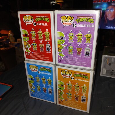 Teenage Mutant Ninja Turtles Funko Pop! Lot Vaulted. 60 61 62 63 OG in Protector