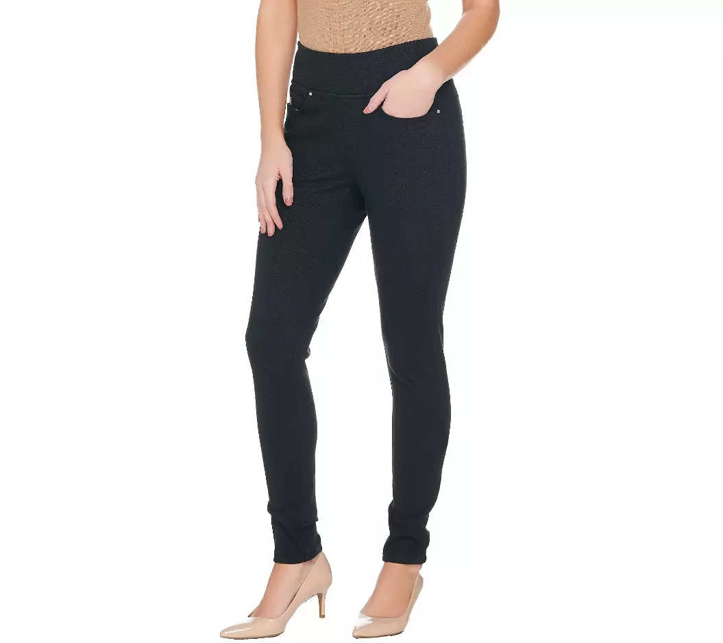 Belle by Kim Flexibelle Petite Pull-On Knit Jeggings-Black-Petite 6 A284898  NEW