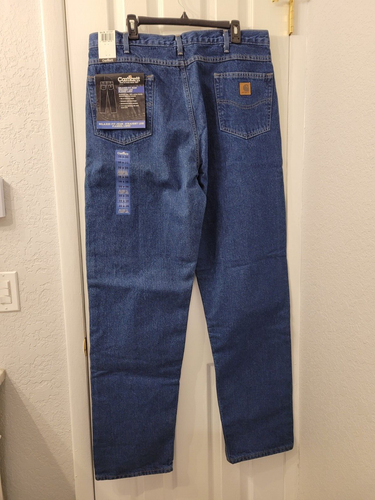 CARHARTT RELAXED FIT STRAIGHT LEG FLANNEL LINED JEANS MEN'S SIZE 38X36 NWT - Picture 2 of 7
