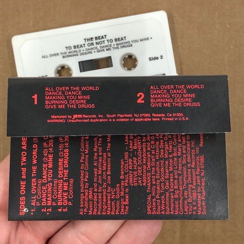 THE BEAT TO BEAT OR NOT TO BEAT Cassette Tape 1983 Rock New Wave PAUL COLLINS - Picture 4 of 5
