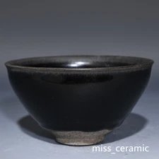 5.1" Archaic Song dynasty Porcelain jianzhan marked black Fambe speckle Tea bowl