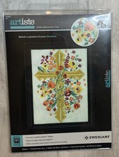 ZWEIGART ARTISTE Counted Cross Stitch Kit GOLDEN BLOSSOMING CROSS 8" x 11"